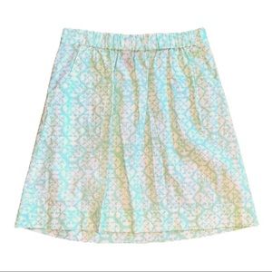 Merona Long Mint Green + White Skirt w Pockets XS